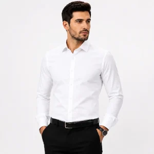Men's Premium White Oxford Cotton Formal Shirt | Slim Fit Full Sleeve Office Wear
