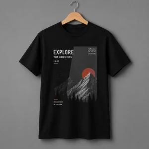 Men's Black Graphic Printed Cotton T-Shirt with Premium Casual Round Neck Design